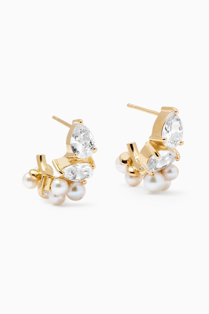

Chasing Shadows Pearl & Crystal Earrings in 14kt Gold Vermeil, Yellow