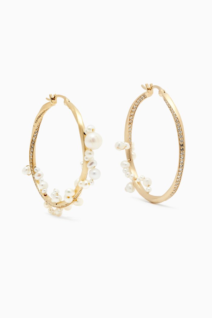 

Manifold II Pearl & Topaz Hoop Earrings in 14kt Gold Vermeil, Yellow