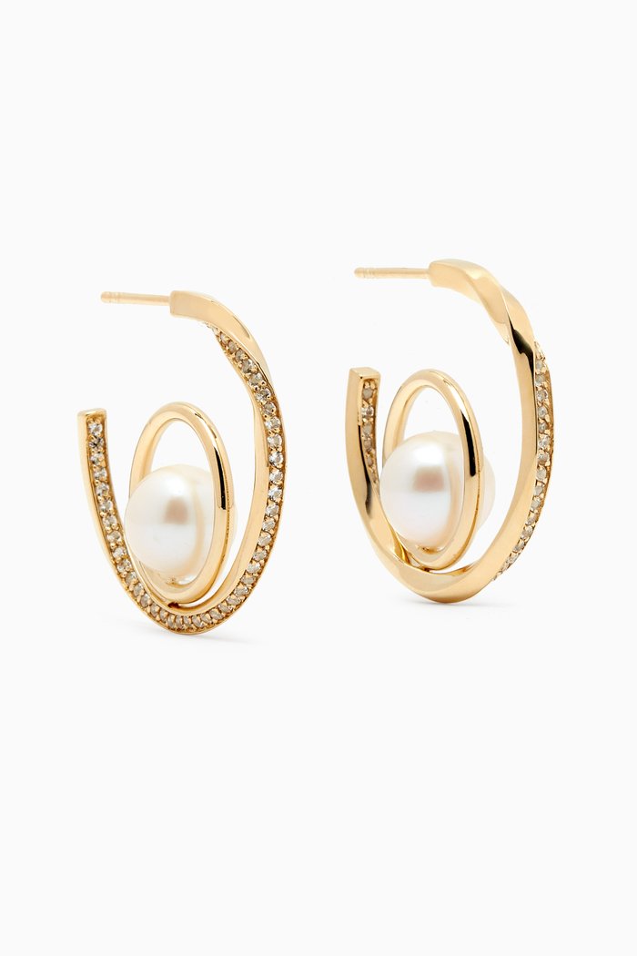 

Pulse Pearl & Topaz Hoop Earrings in 14kt Gold Vermeil, Yellow
