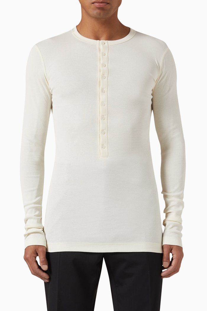 

Button-front T-shirt in Ribbed Jersey, Neutral