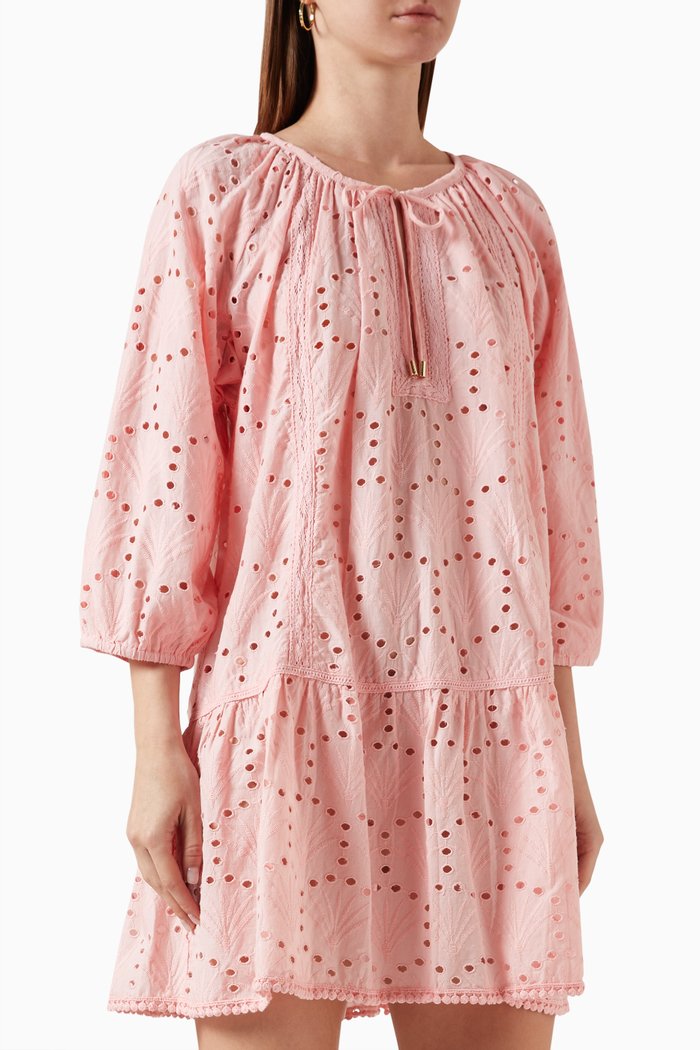 

Ashley Mini Kaftan in Cotton, Pink