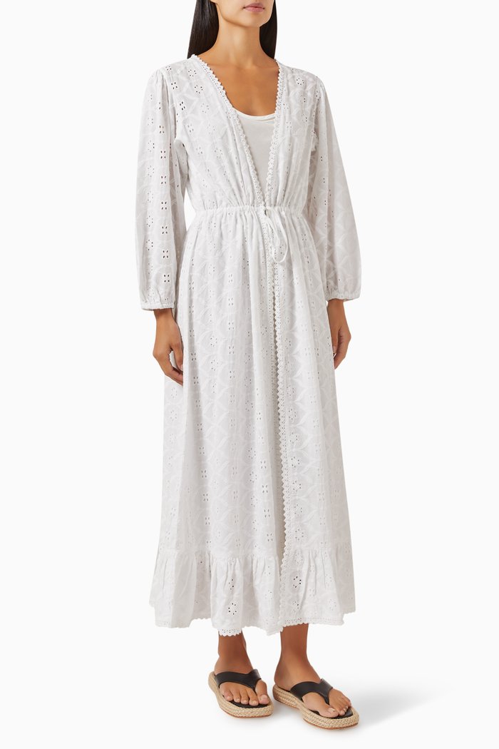 

Avery Midi Kaftan in Cotton, White