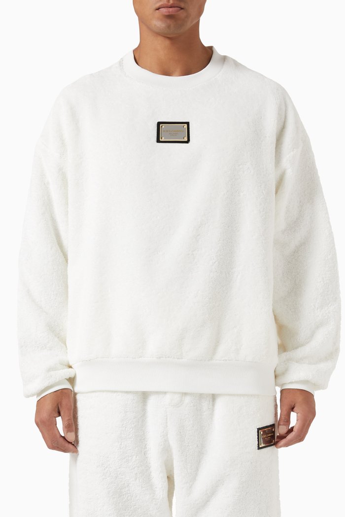 

Logo Sweatshirt in Cotton Terry, White