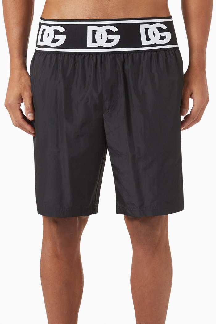 

Logo-waistband Swim Shorts, Black