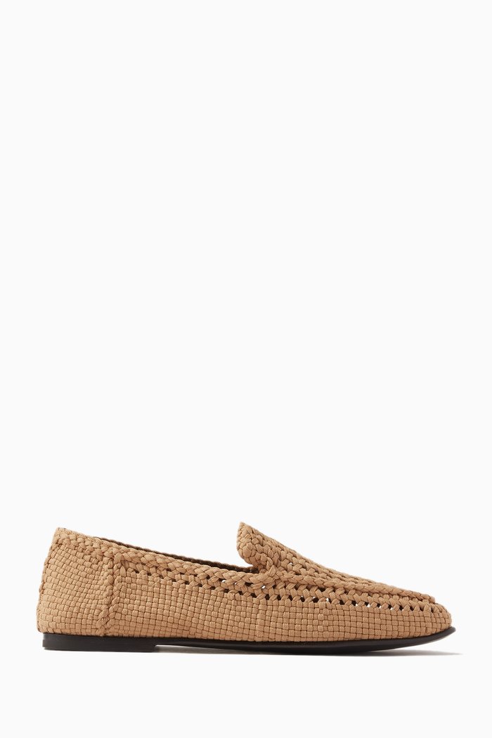

Crocheted Loafers in Fabric & Leather, Neutral