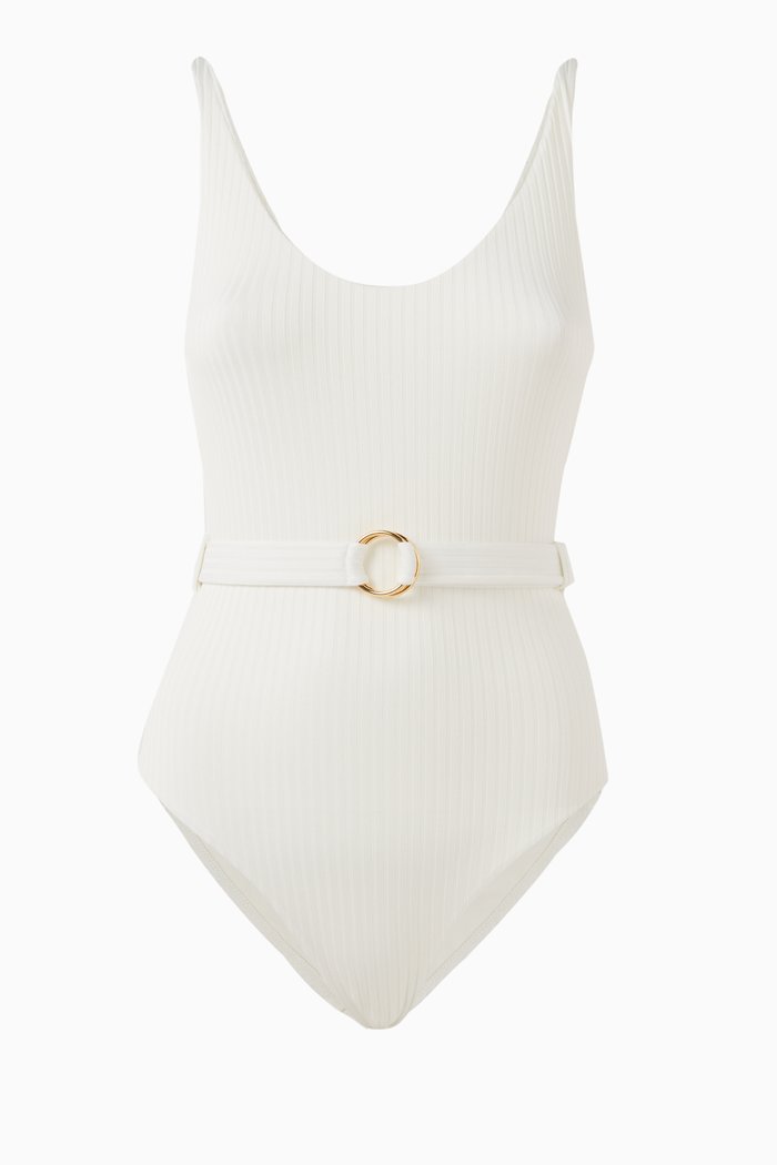 

St Tropez Ribbed One-piece Swimsuit, White