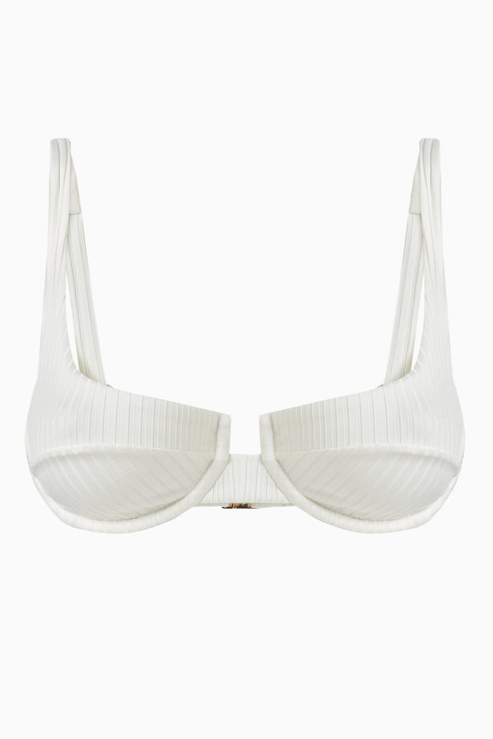 

Montreal Ribbed Bikini Top, White