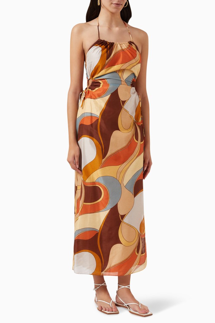 

Vista Halter Midi Dress in Silk Blend, Brown