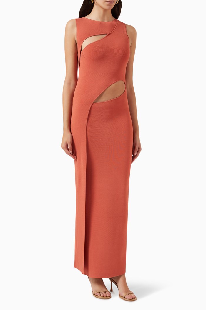 

Nadja Cut-out Dress in Knit, Orange