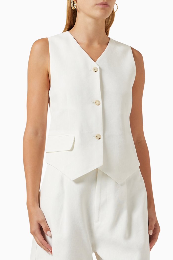 

Clemence Tailored Vest in Viscose Blend, White