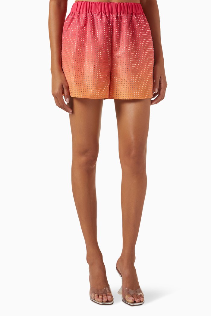 

Rhinestone Taffeta Shorts, Pink