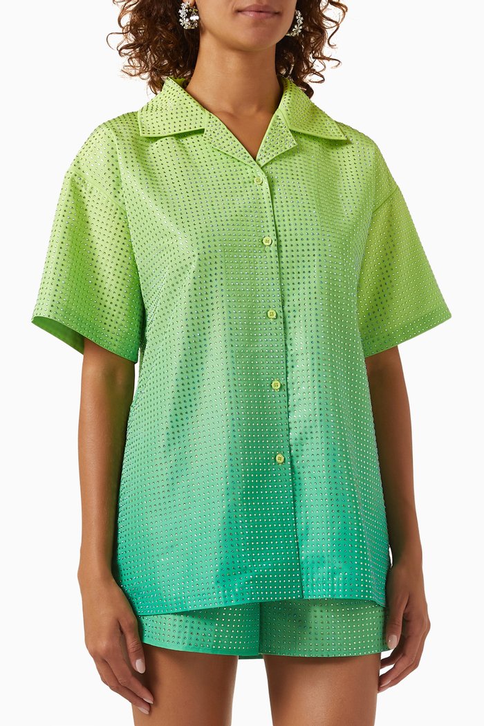 

Rhinestone Taffeta Shirt, Green