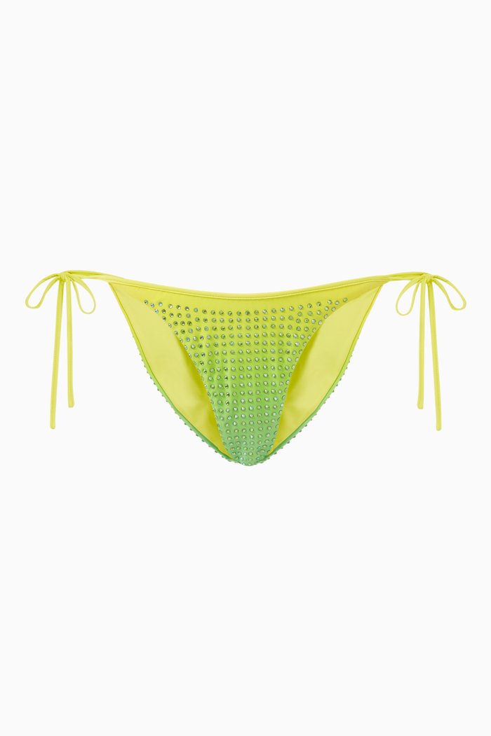 

Rhinestone-embellished Ombré Bikini Brief sin Stretch-nylon, Green