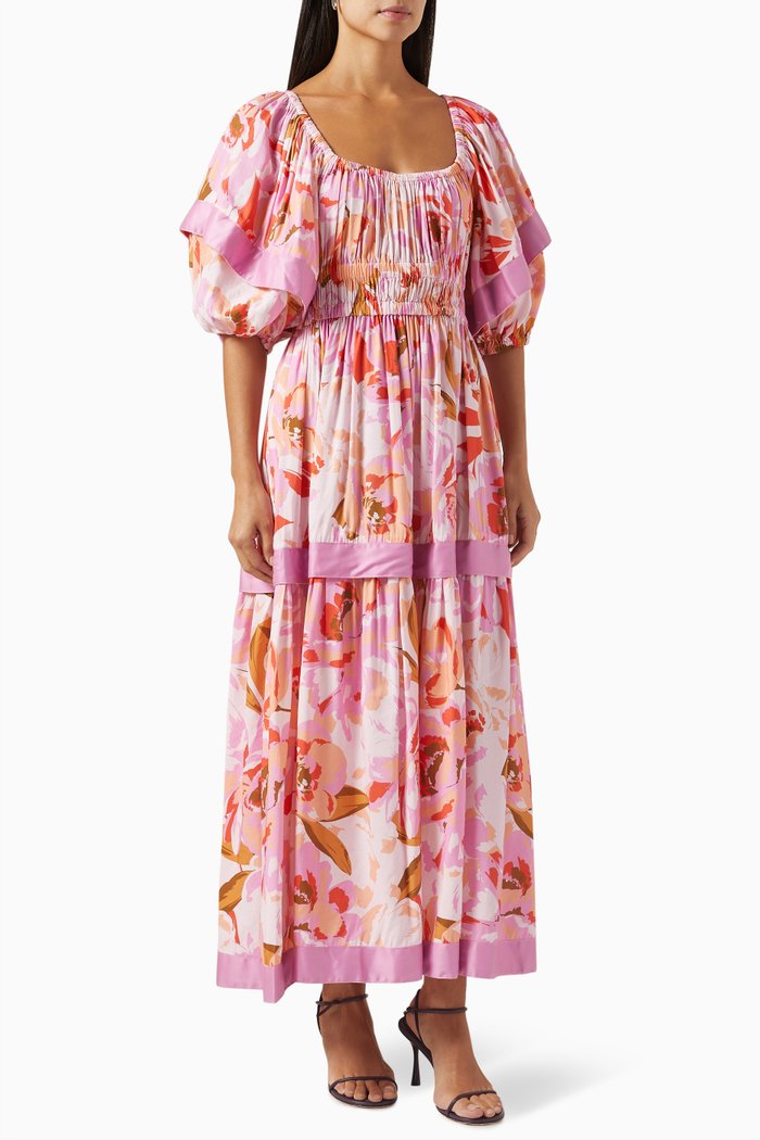 

Wayland Floral-print Midi Dress in Ecovero-blend, Pink