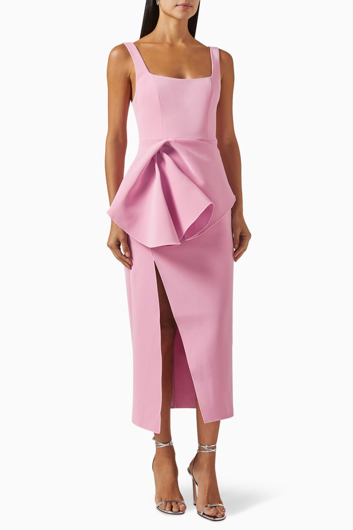 

Mohill Draped Midi Dress in Scuba, Purple