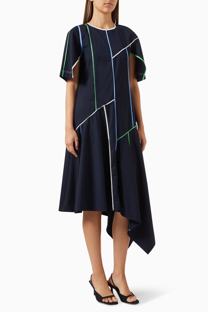 

Asymmetrical Midi Dress, Blue