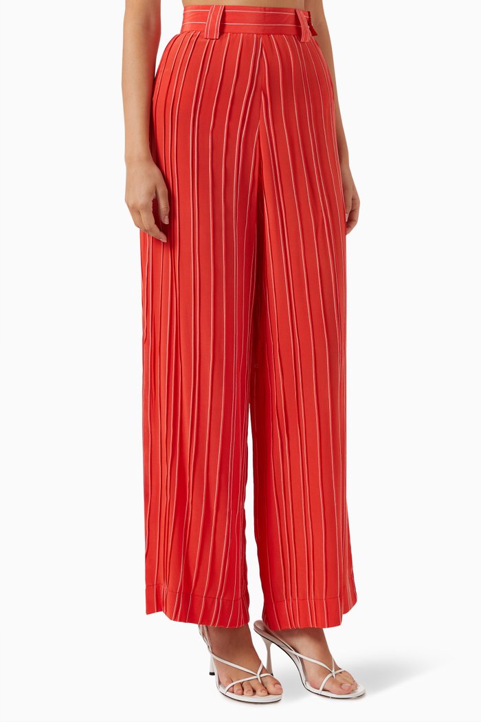 

Pin Tuck Straight Pants in Crêpe, Red