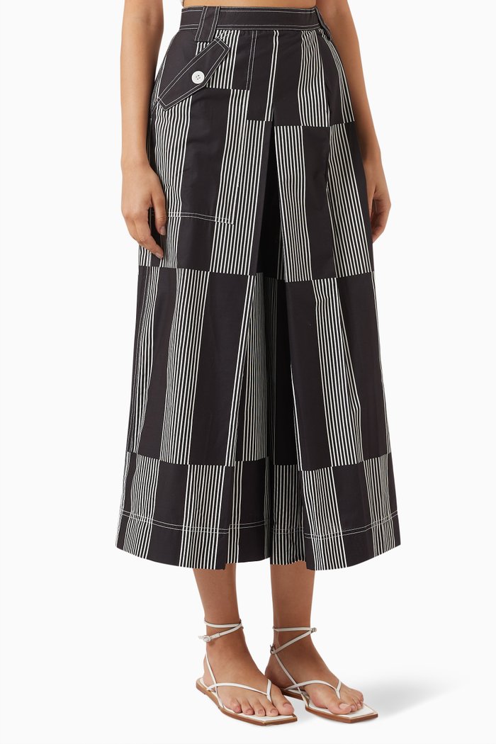 

Pleated A-line Pants in Cotton, Black