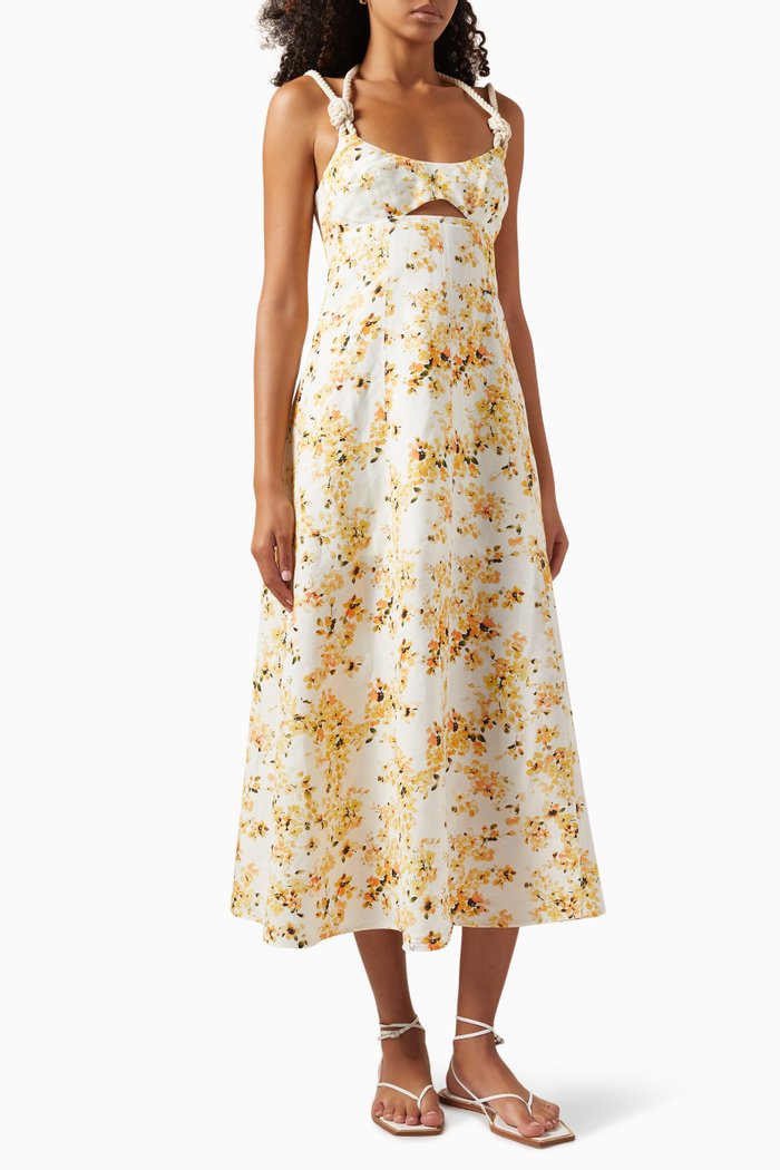 

Maia Maxi Dress in Linen Blend, Yellow