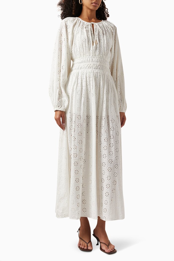 

Eleanor Maxi Dress in Cotton, White