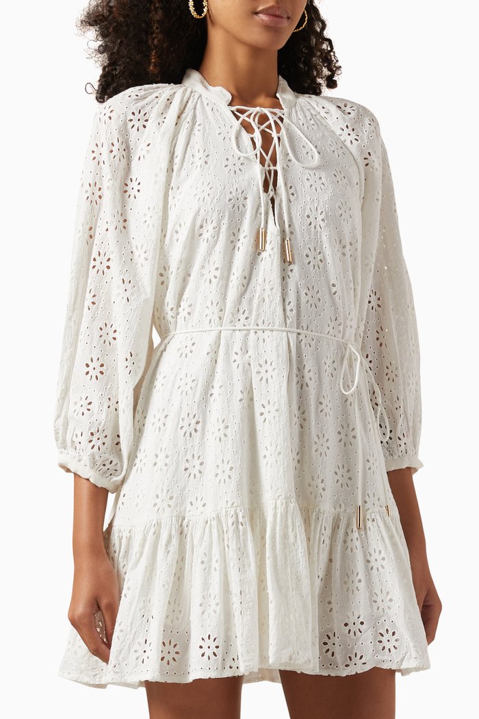 

Eleanor Mini Dress in Cotton, White