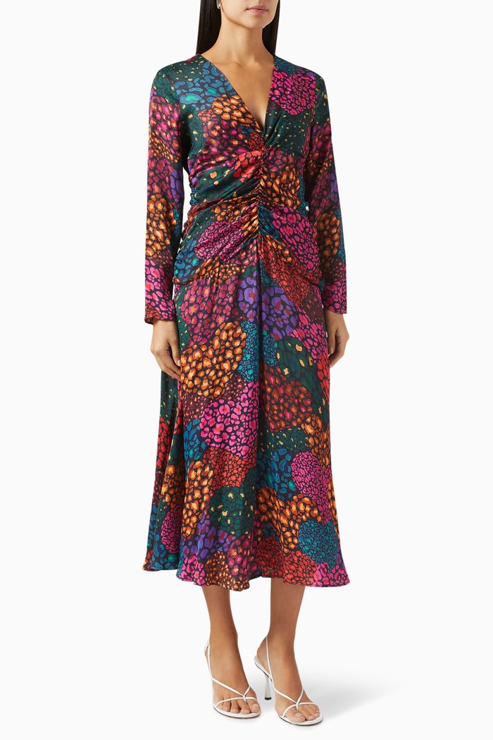

Rainbow Hearts Midi Dress in Lenzing™ Ecovero™ Viscose, Multicolour