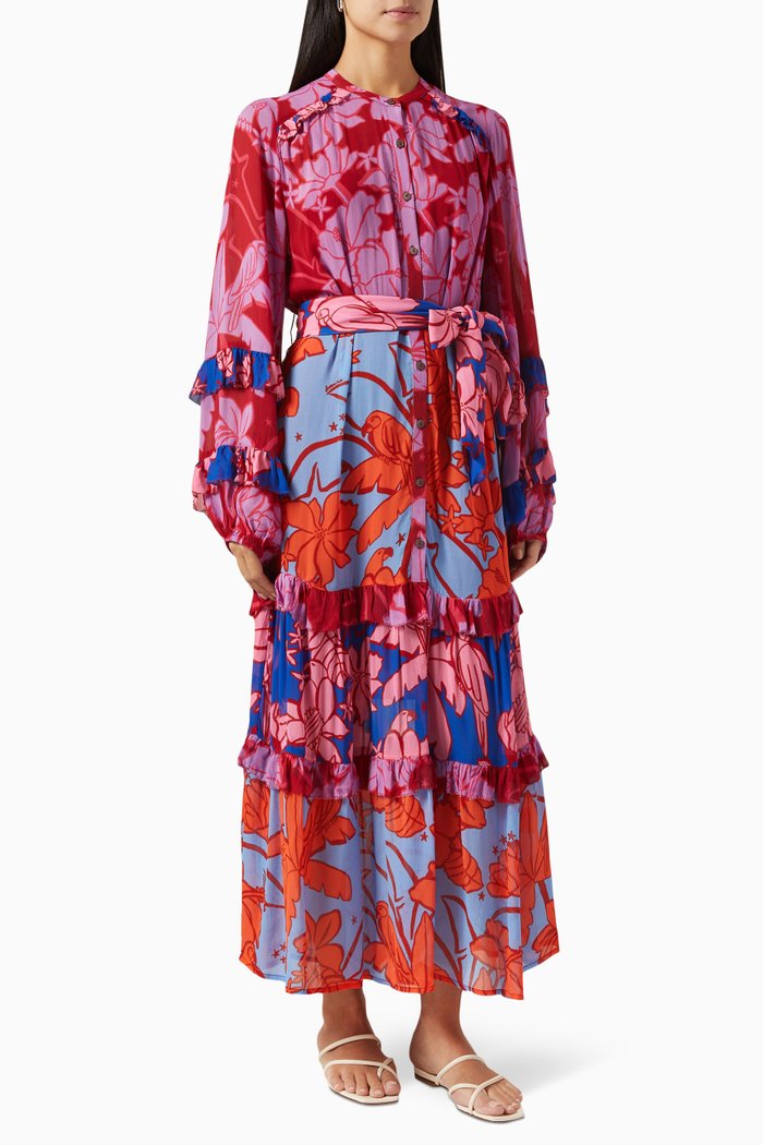 Mixed Living Nature Maxi Dress in Lenzing Ecovero Viscose, Multicolour