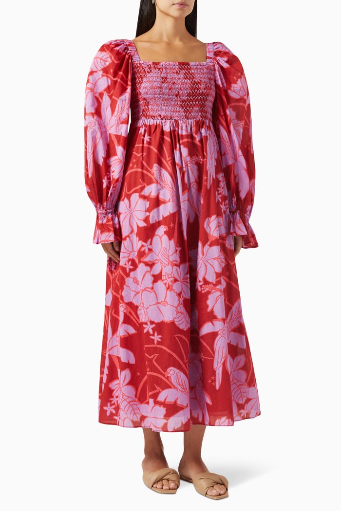 

Living Nature Maxi Dress in Cotton, Burgundy