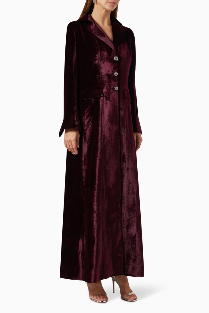 

Long Coat in Italian Velvet, Red
