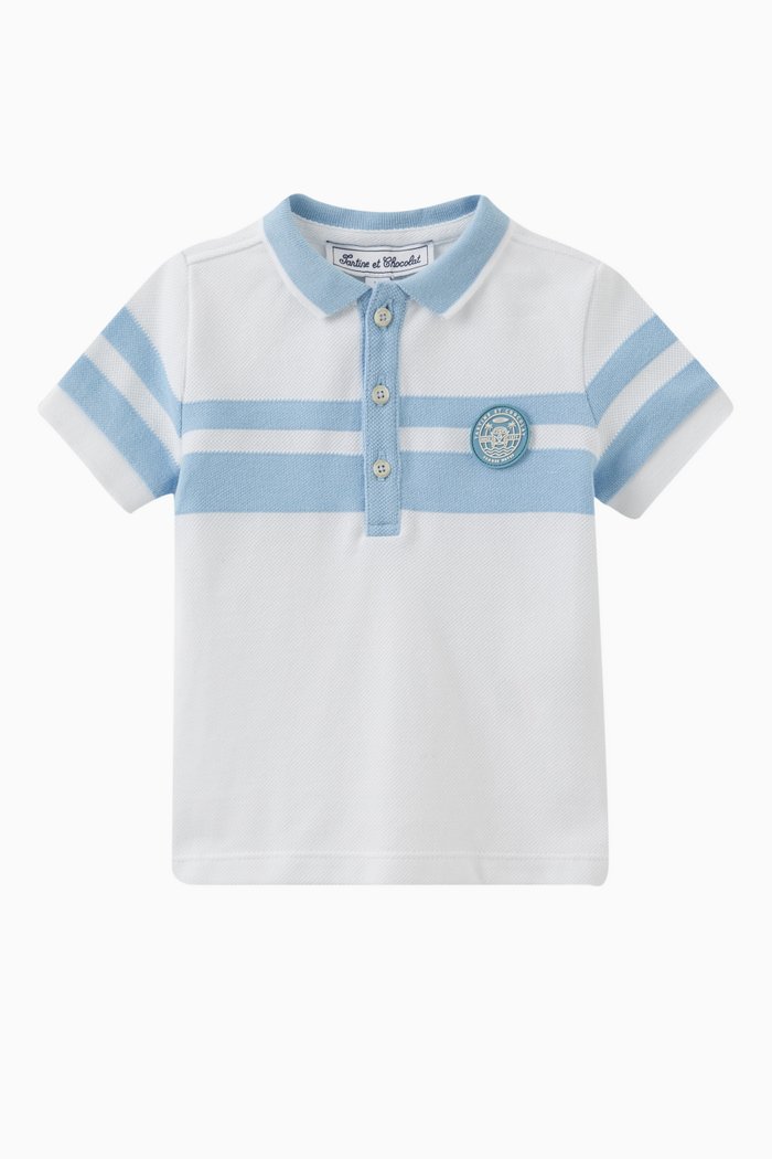 

Polo Shirt in Cotton Knit, Blue