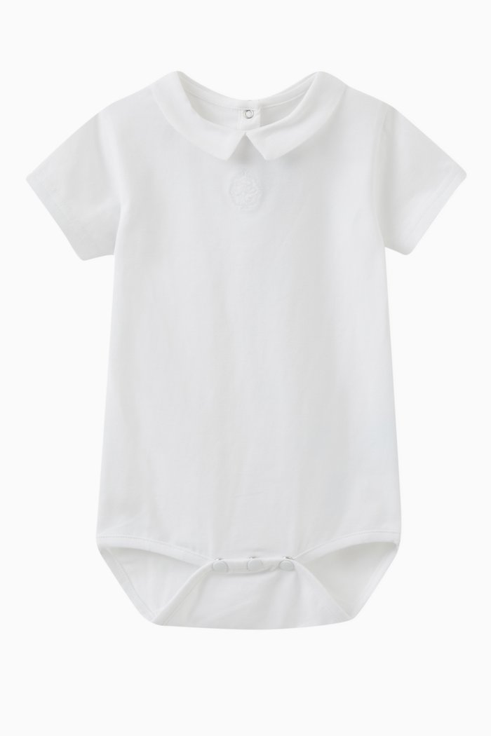 

Logo Bodysuit in Stretch Cotton, White
