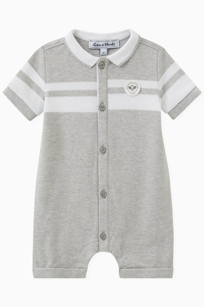 

Striped Romper in Cotton, Grey