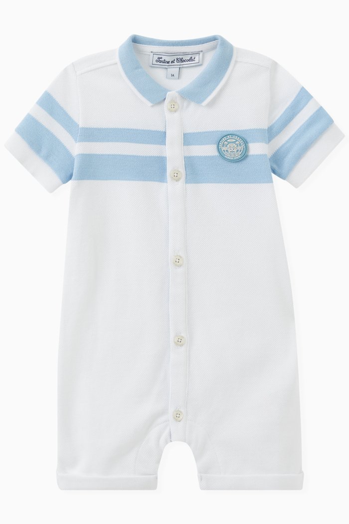

Striped Romper in Cotton, Blue