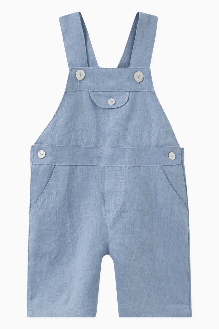

Woven Dungarees in Linen, Blue
