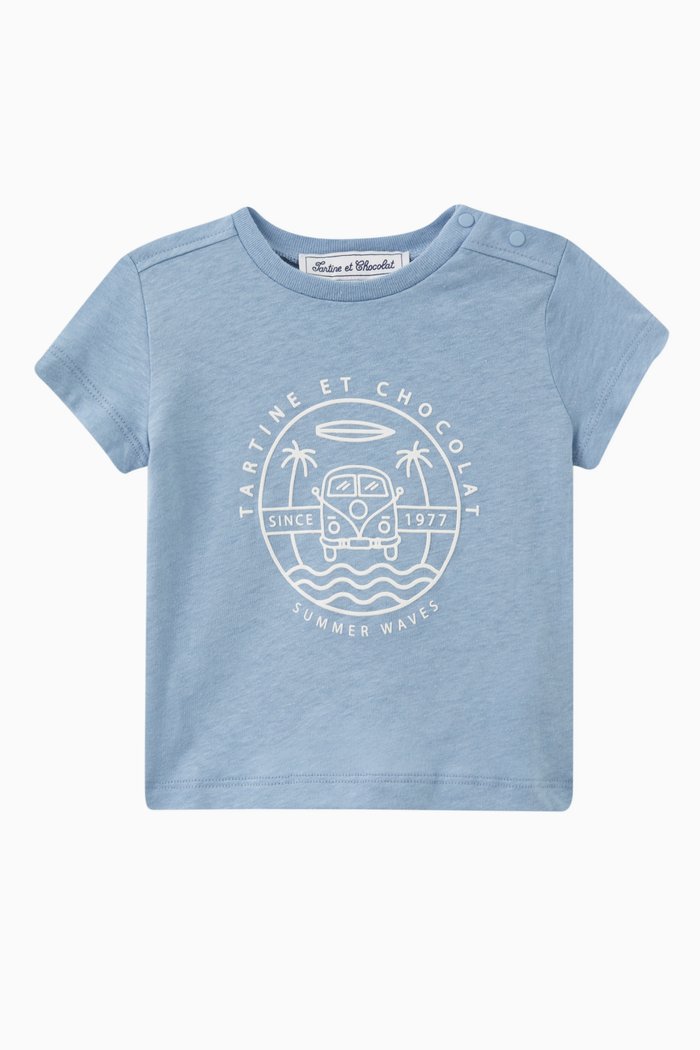 

Illustrated Logo T-shirt in Cotton, Blue