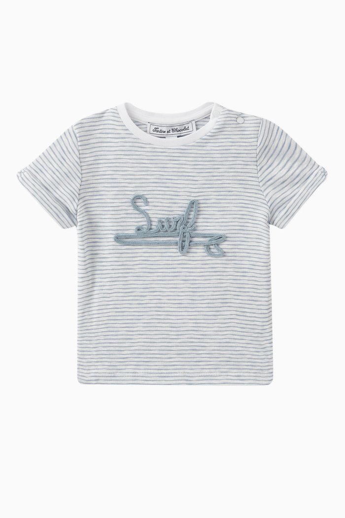 

Slogan Print T-shirt in Cotton, Blue