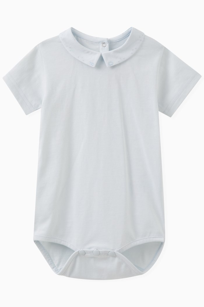 

Logo-embroidered Bodysuit in Cotton, Blue