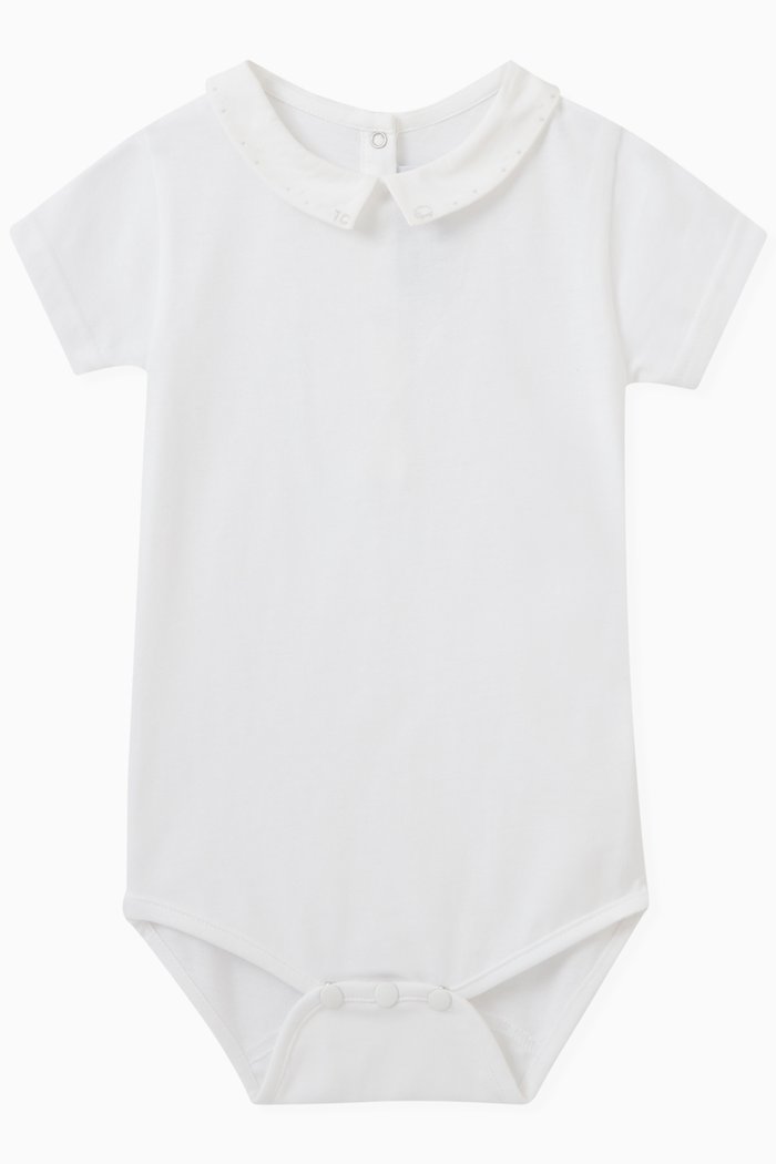 Logo-embroidered Bodysuit in Cotton, White