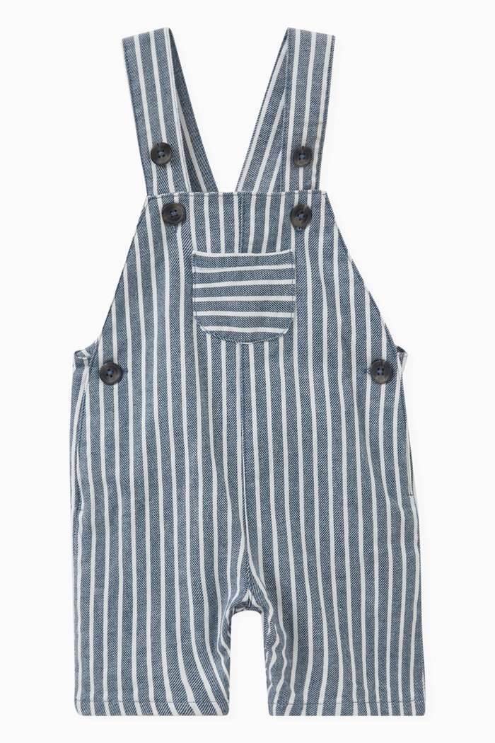 

Striped Dungarees in Cotton, Blue