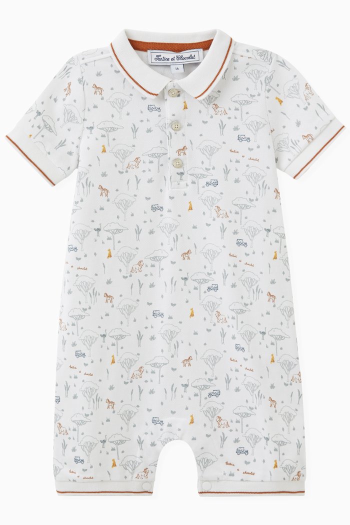 

Short Romper in Cotton, Blue