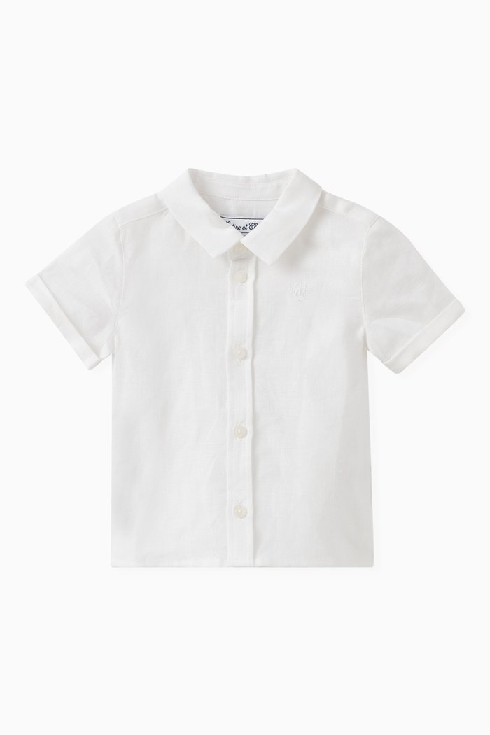 

Plain Logo Shirt in Linen, Blue