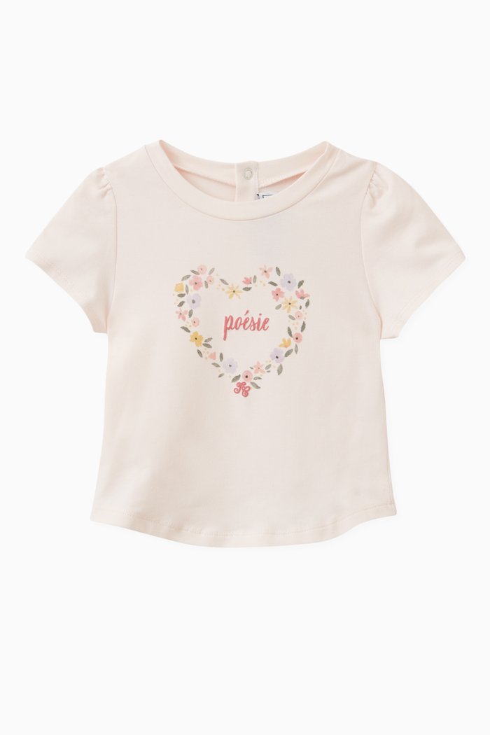 

Floral Heart Print T-SHIRT IN cOTTON, Pink