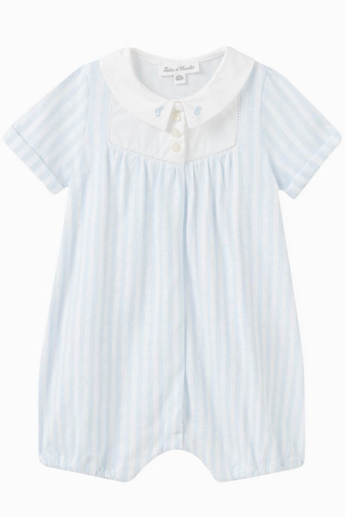

Striped Romper in Cotton, Blue