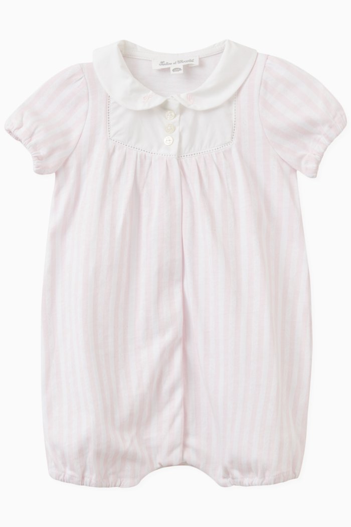 Striped Romper in Cotton, Pink