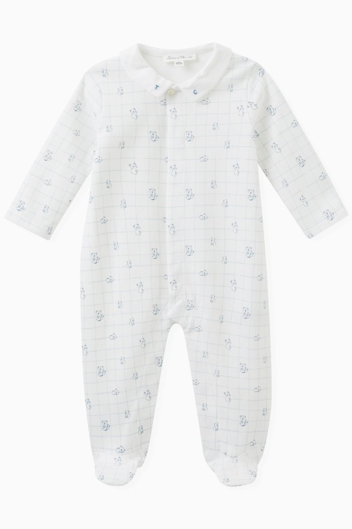 

All-over Print Sleepsuit in Cotton Blend, Blue