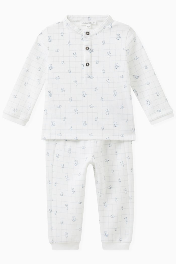 

Pyjama Set in Cotton Blend, Blue