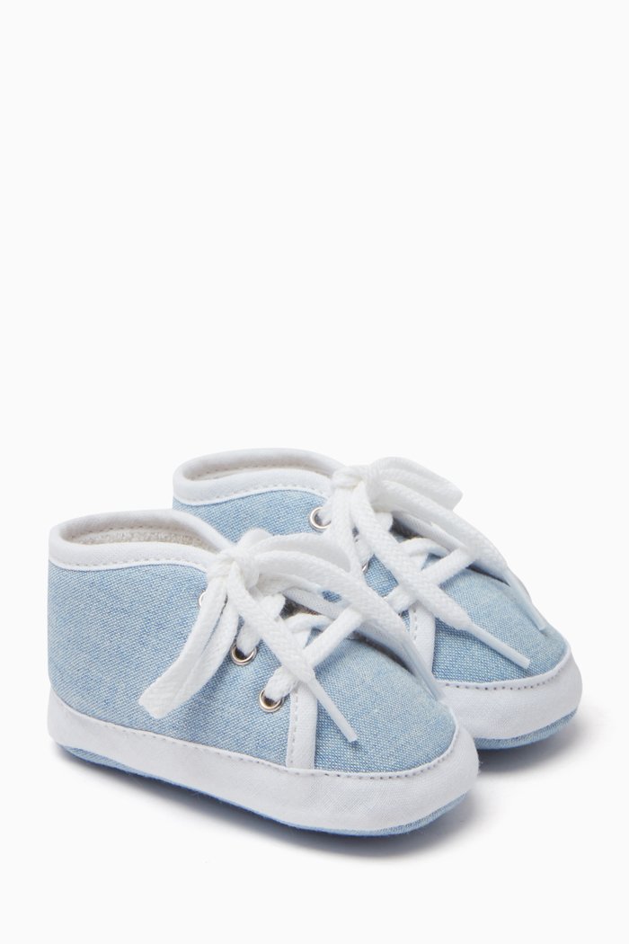 

Lace-up Booties in Cotton-Canvas, Blue