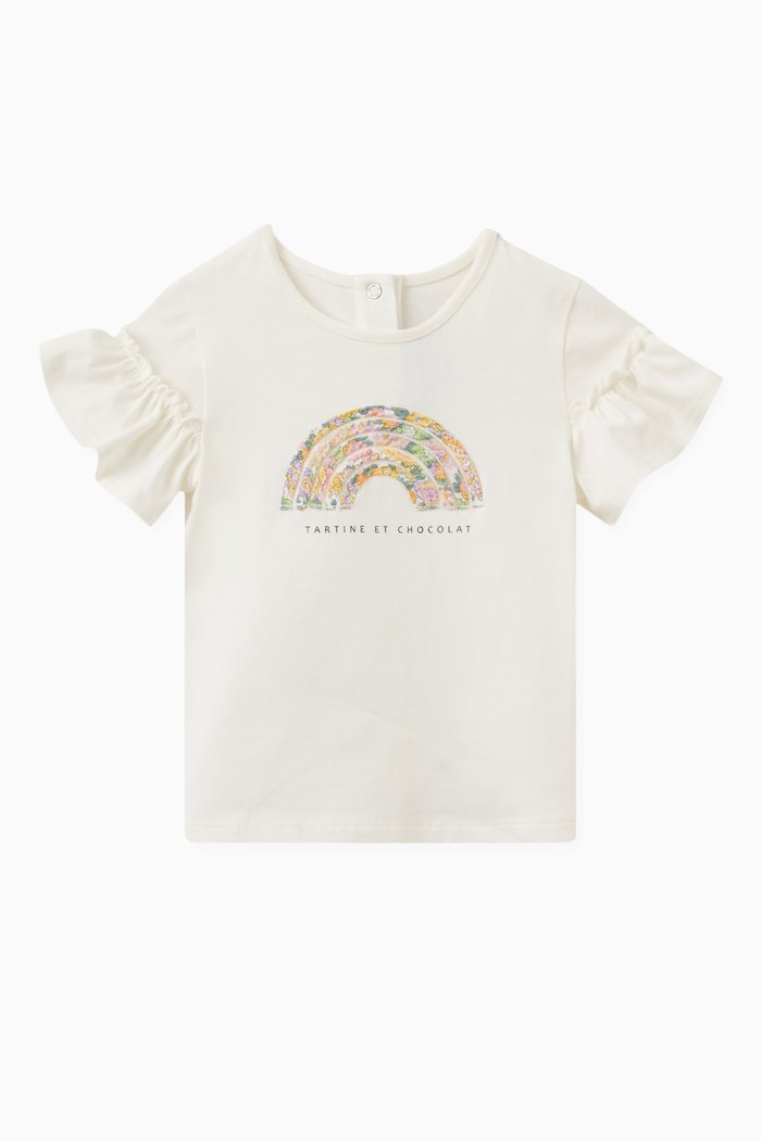 

Rainbow Appliqué T-shirt in Cotton, Neutral