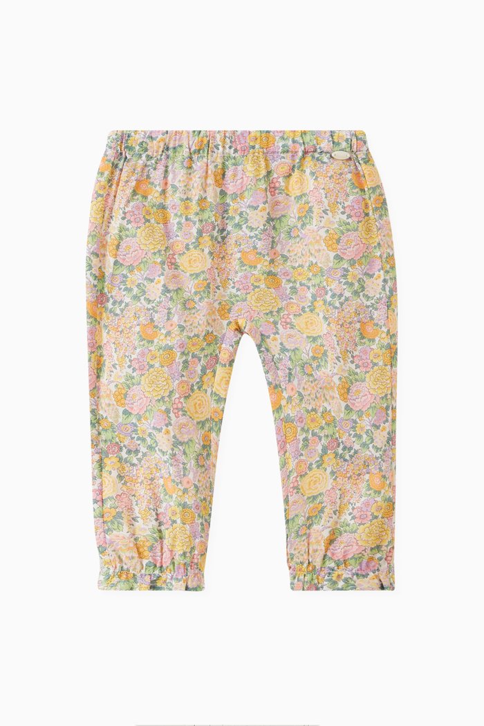 

Floral Print Trousers in Cotton, Pink