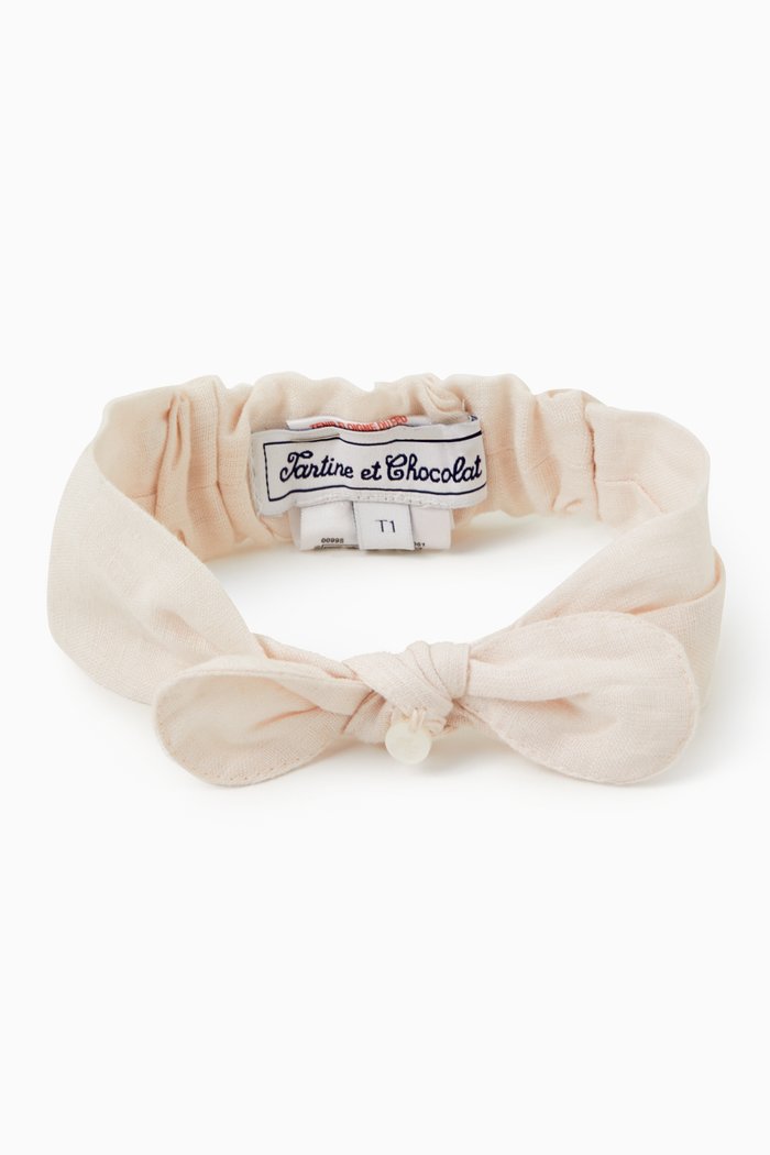 

Bow Headband in Linen, Pink